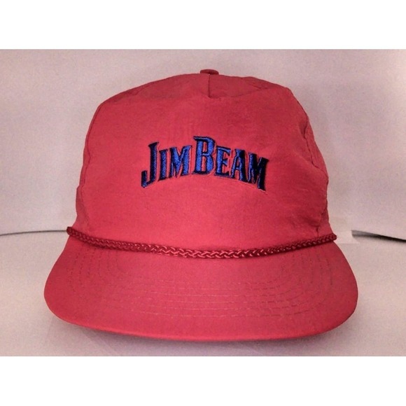 Jim Beam Other - Jim Beam Vintage Red Snapback Hat with Embroidered Logo, Rope Accent Nylon